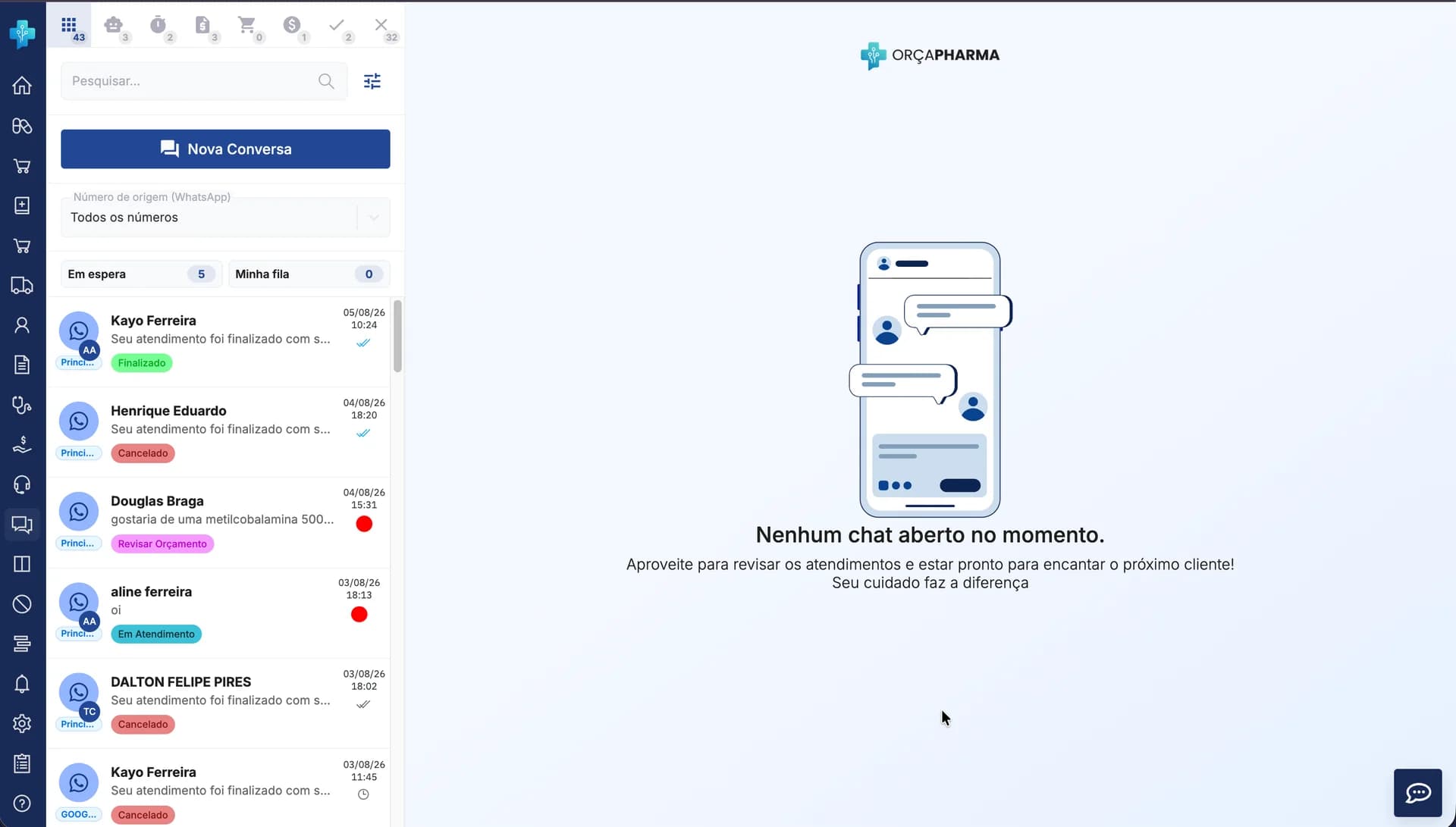 Conversa no WhatsApp com a receita enviada pelo cliente